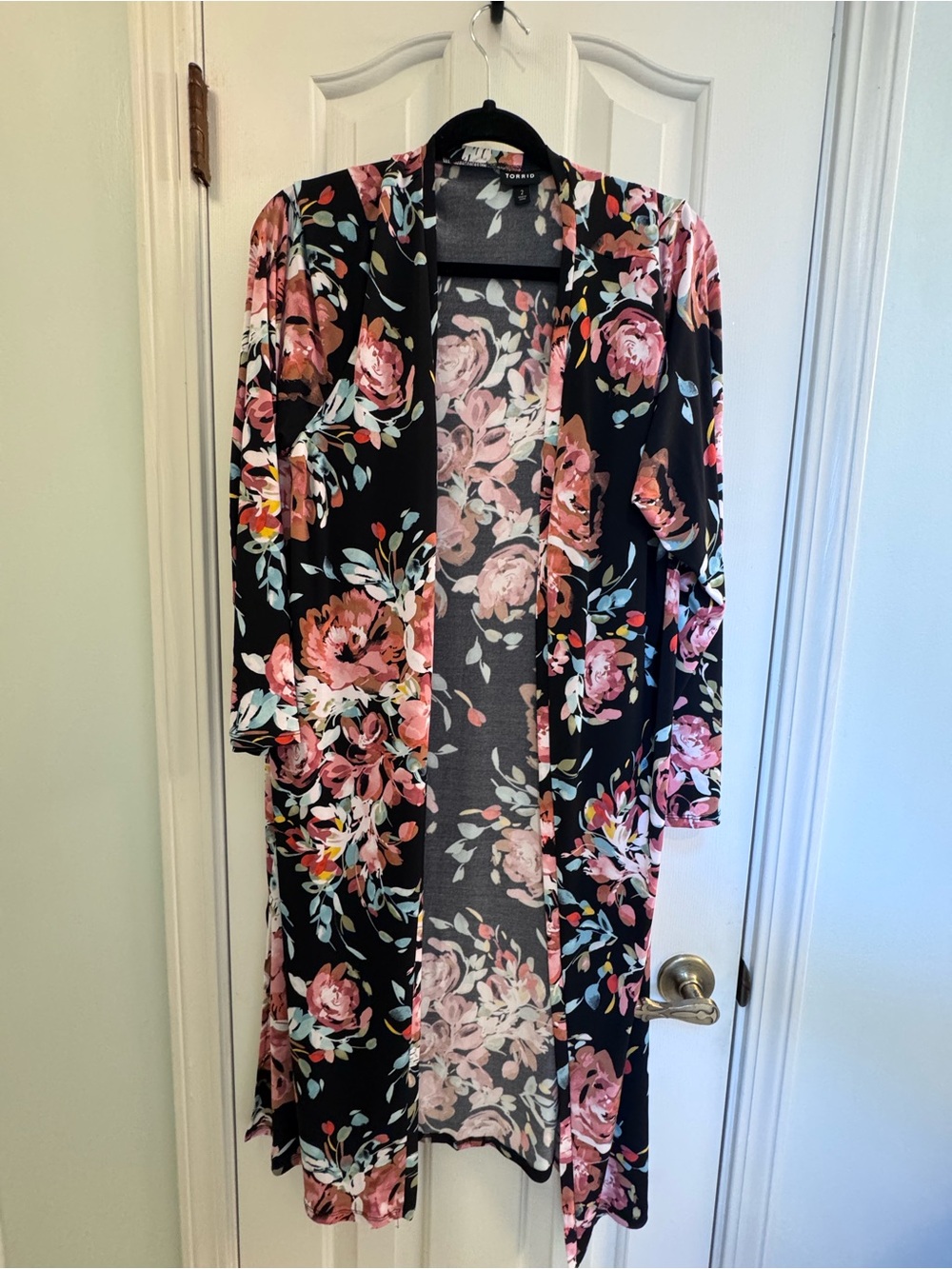 torrid Black Floral Open-Front Duster